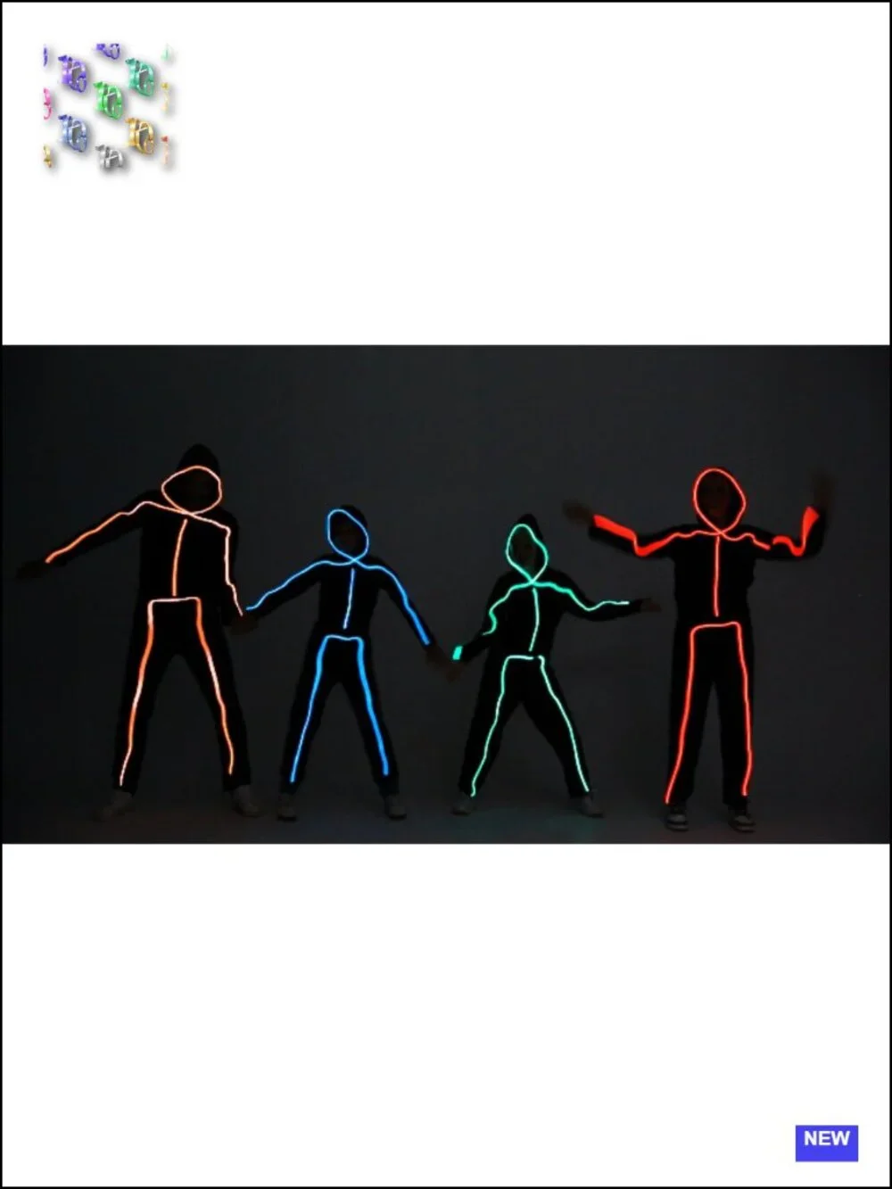 Light Up Stick Figure Costume LED Halloween Cosplay Kids Unisex